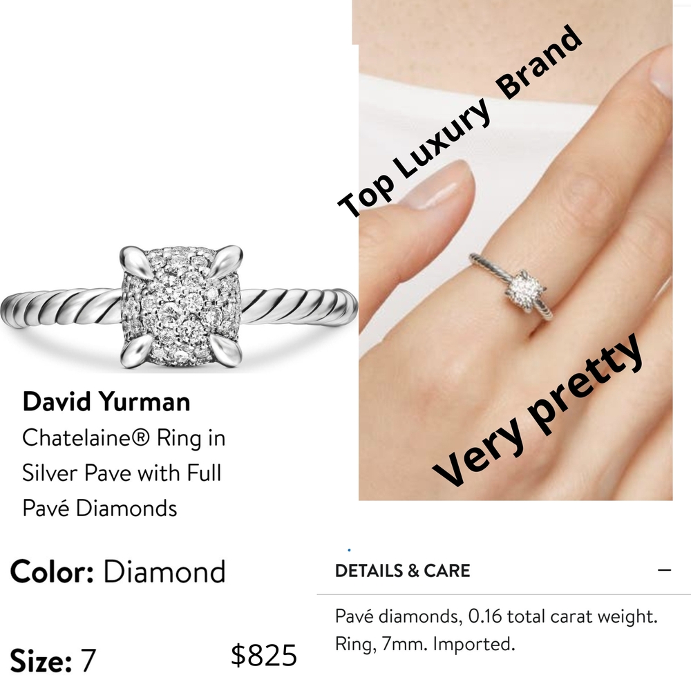 David Yurman Silver Diamond Ring. #302
